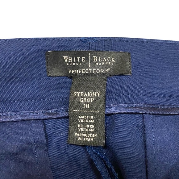 White House Black Market Blue Perfect Form Straight Crop Pants Size 10 - Picture 9 of 10